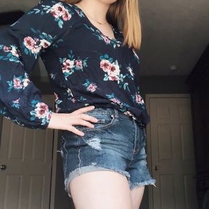 Aeropostale Blue Floral Long Sleeve